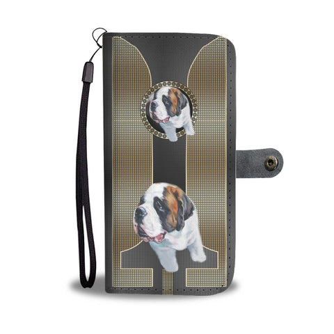 Cute Saint Bernard Dog Print Wallet Case-Free Shipping