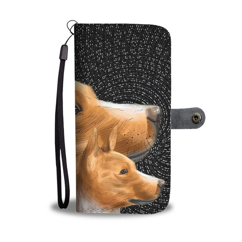 Cute Three Basenji Dog Print Wallet Case-Free Shipping