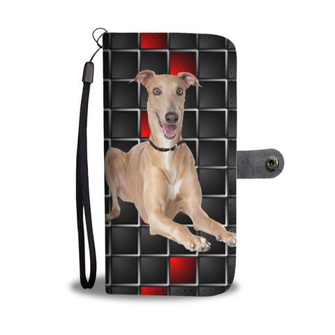 Cute Italian Greyhound with red Squares Print Wallet Case-Free Shipping