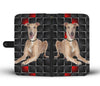 Cute Italian Greyhound with red Squares Print Wallet Case-Free Shipping