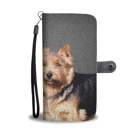 Lovely Norwich Terrier Dog On Grey Print Wallet Case-Free Shipping