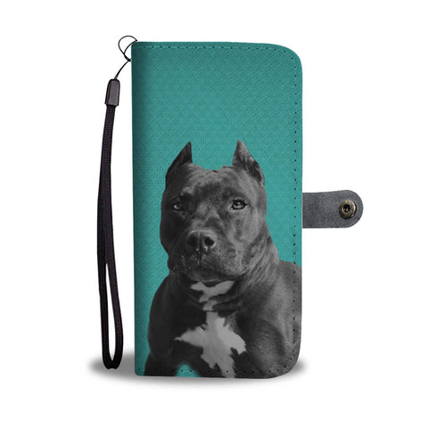 Black Pitbull Dog Print Wallet Case-Free Shipping
