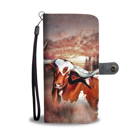 Texas Longhorn Cattle (Cow) Print Wallet Case-Free Shipping