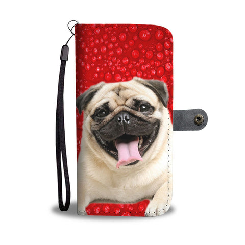 Pug On Red Print Wallet Case- Free Shipping