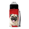 Pug On Red Print Wallet Case- Free Shipping