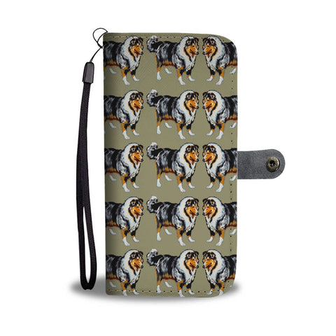 Rough Collie Dog 2nd Pattern Print Wallet Case-Free Shipping