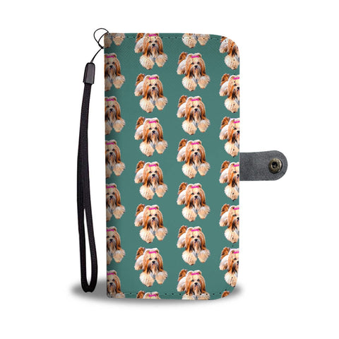Cute Lhasa Apso Dog Pattern Print Wallet Case-Free Shipping