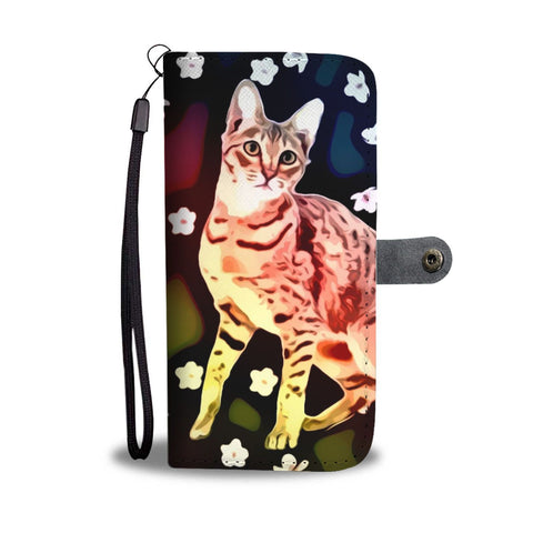 Cute Savannah Cat Print Wallet Case-Free Shipping