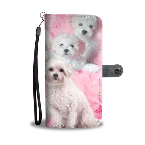 Cute Bolognese Dog Print Wallet Case- Free Shipping