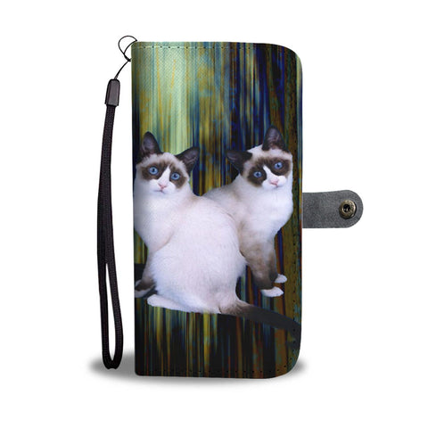 Lovely Snowshoe Cat Print Wallet Case-Free Shipping