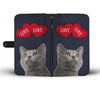 Cute Chartreux Cat With Love Print Wallet Case-Free Shipping