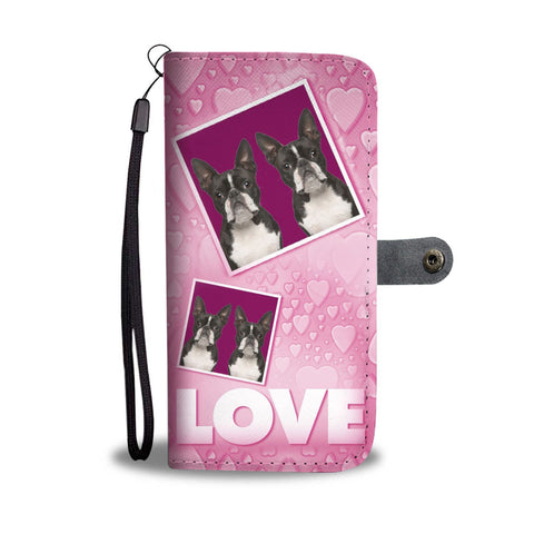 Boston Terrier with Love Print Wallet Case-Free Shipping