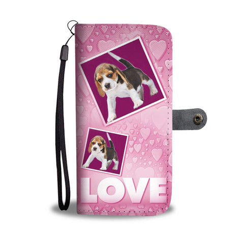 Beagle Dog with Love Print Wallet Case-Free Shipping