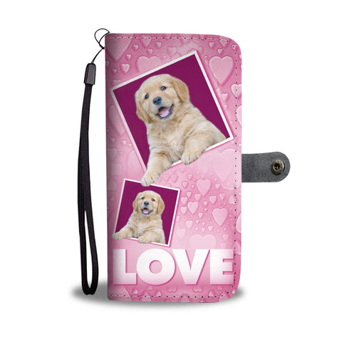 Cute Golden Retriever puppy with Love Print Wallet Case-Free Shipping