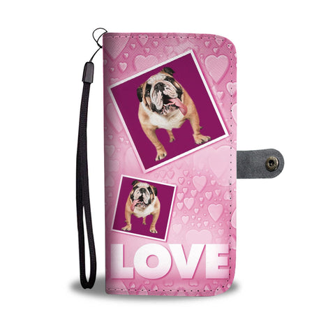 Bulldog with Love Print Wallet Case-Free Shipping