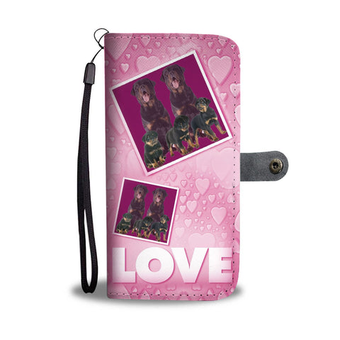 Rottweiler Dog with Love Print Wallet Case-Free Shipping