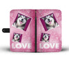 Siberian Husky Dog with Love Print Wallet Case-Free Shipping