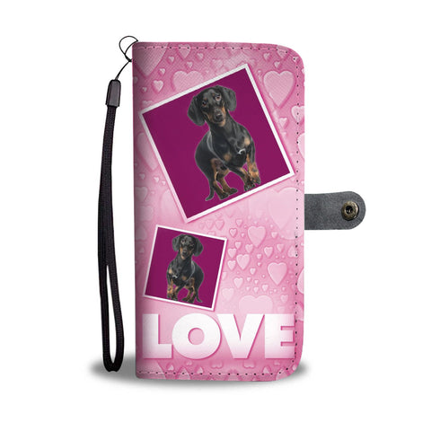 Dachshund Dog with Love Print Wallet Case-Free Shipping