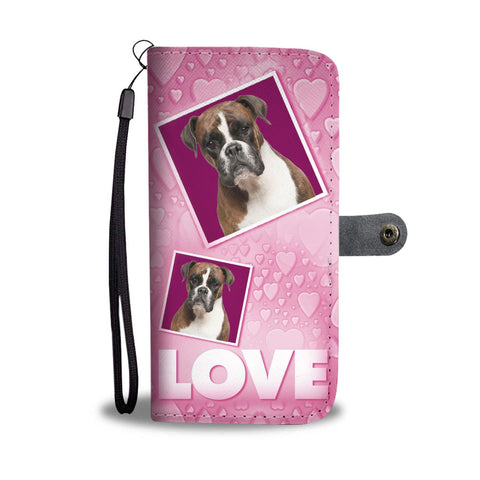 Boxer Dog with Love Print Wallet Case-Free Shipping