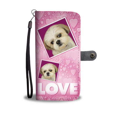 Shih Tzu Dog with Love Print Wallet Case-Free Shipping