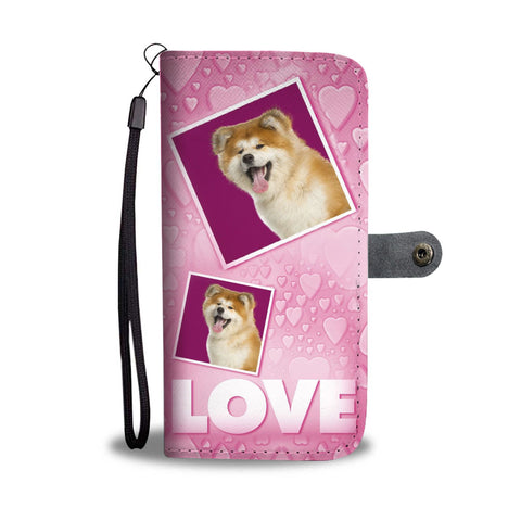 Akita Dog with Love Print Wallet Case-Free Shipping