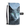 Lovely Russian Blue Cat  Print Wallet Case-Free Shipping