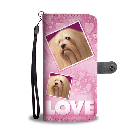 Lhasa Apso Dog with Love Print Wallet Case-Free Shipping