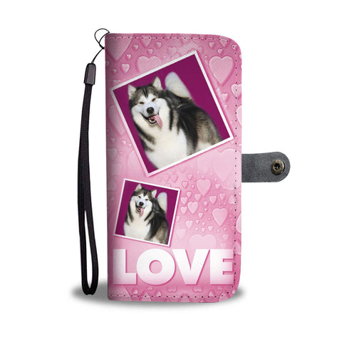Alaskan Malamute dog with Love Print Wallet Case-Free Shipping