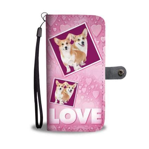 Pembroke Welsh Corgi with Love Print Wallet Case-Free Shipping