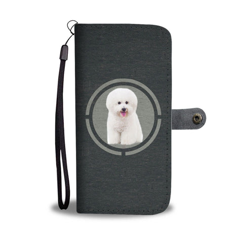 Cute Bichon Frise Dog In Circle Print Wallet Case-Free Shipping