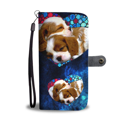 Lovely Cavalier King Charles Spaniel Pattern Print Wallet Case-Free Shipping