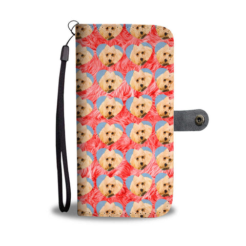 Poodle Dog In Heart Pattern Print Wallet Case-Free Shipping