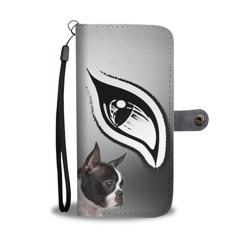 Boston Terrier Eyes Print Wallet Case-Free Shipping