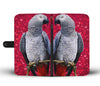 African Grey Parrot On Red Print Wallet Case-Free Shipping