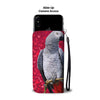 African Grey Parrot On Red Print Wallet Case-Free Shipping