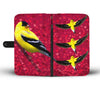 American GoldFinch Bird On Red Print Wallet Case-Free Shipping