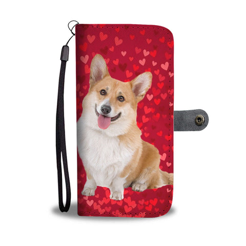 Cardigan Welsh Corgi Dog On Hearts Print Wallet Case-Free Shipping