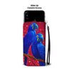 Hyacinth Macaw Parrot On Red Hearts Print Wallet Case-Free Shipping