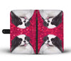Japanese Chin Dog On Red Hearts Print Wallet Case-Free Shipping