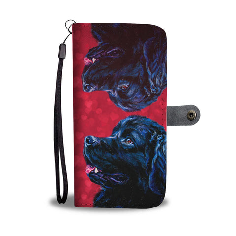 Newfoundland Dog On Red Print Wallet Case-Free Shipping