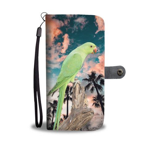 Lovely Rose Ringed Parrot Print Wallet Case- Free Shipping