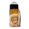 Cute Bengal Cat On Hearts Print Wallet Case-Free Shipping