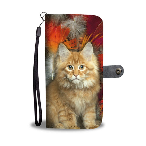 Cute Maine Coon Print Wallet Case- Free Shipping