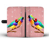 Gouldian Finch Bird On Hearts Print Wallet Case-Free Shipping