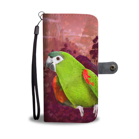 Red Shouldered Macaw Parrot Print Wallet Case-Free Shipping