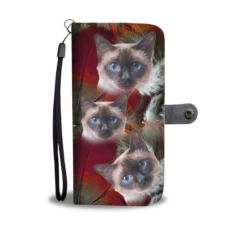 Cute Siamese Cat Print Wallet Case- Free Shipping