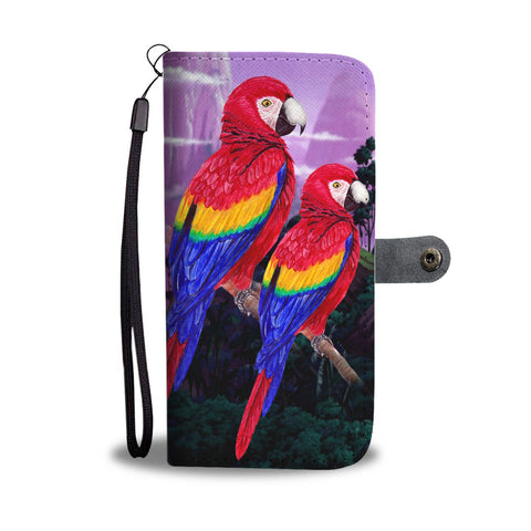 Scarlet Macaw Parrot Print Wallet Case-Free Shipping