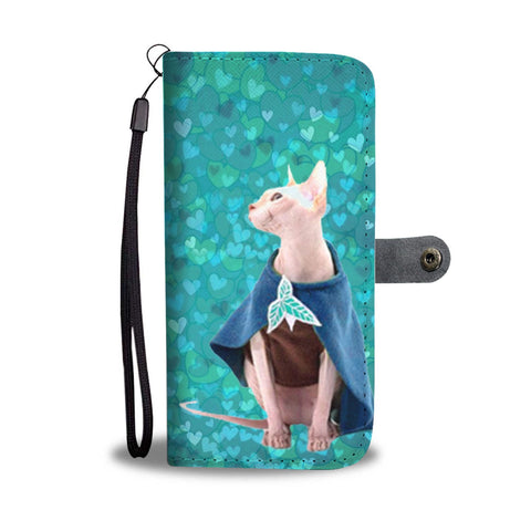 Lovely Sphynx Cat In Costume Print Wallet Case-Free Shipping