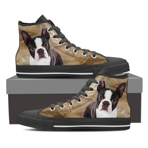 Boston Terrier Dog-Women's High Top Canvas Shoes-Free Shipping-Paww-Printz-Merchandise