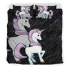 Cute Unicorn Print On Black Bedding Sets-Free Shipping